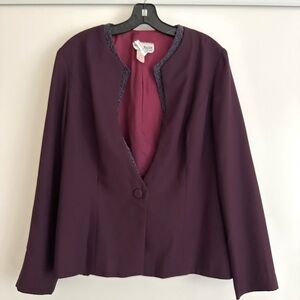 Women’s Burgundy l/s Open Front Blazer Sz 14